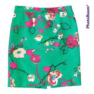 J. Crew Floral Preppy Basketweave Pencil Skirt Size 4
